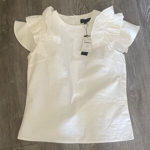 Gracia White Ruffle Sleeve Blouse